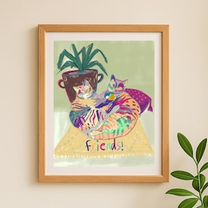 Cat Friends!, Cats, Custom, portrait, digital file, print, painting, illustration