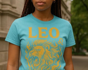 Camiseta Leo, camiseta "Nacido para liderar", regalo de cumpleaños del zodiaco