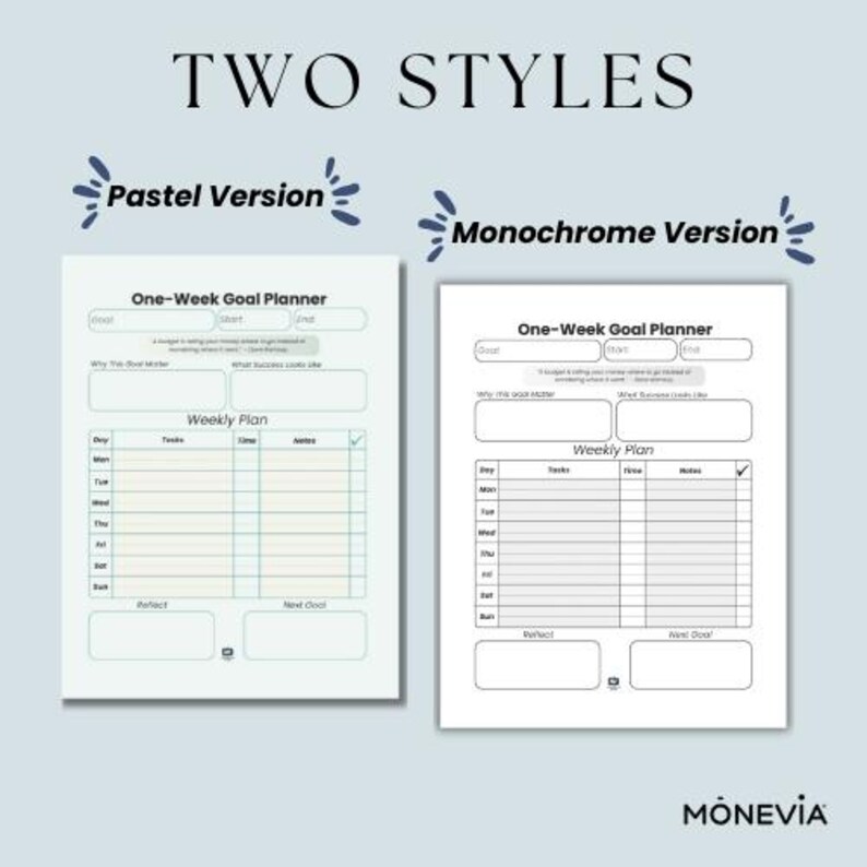 One-week Goal | Habit Planner Printable | Weekly Productivity Sheet ...