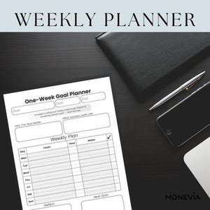 One-week Goal | Habit Planner Printable | Weekly Productivity Sheet ...