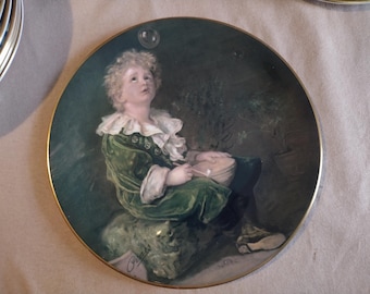 Plato de pintura victoriano "Bubble's", elaborado en auténtica porcelana fina de hueso.