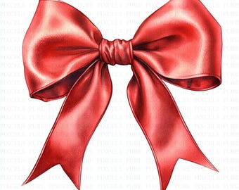 Clipart de lazo rojo de acuarela / 5 JPG de alta calidad / Descarga digital / Lazo rojo / Lazo rojo / Diseño de sublimación