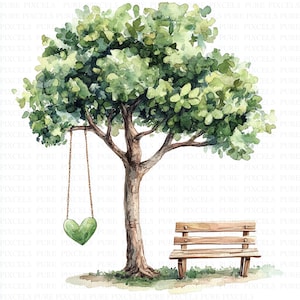 Akvarell träd clipart | 5 högkvalitativa JPG-bilder | Digital nedladdning | Scrapbook-bilder | Utskrivbara konstverk | Digitalt clipartpaket | Clip art