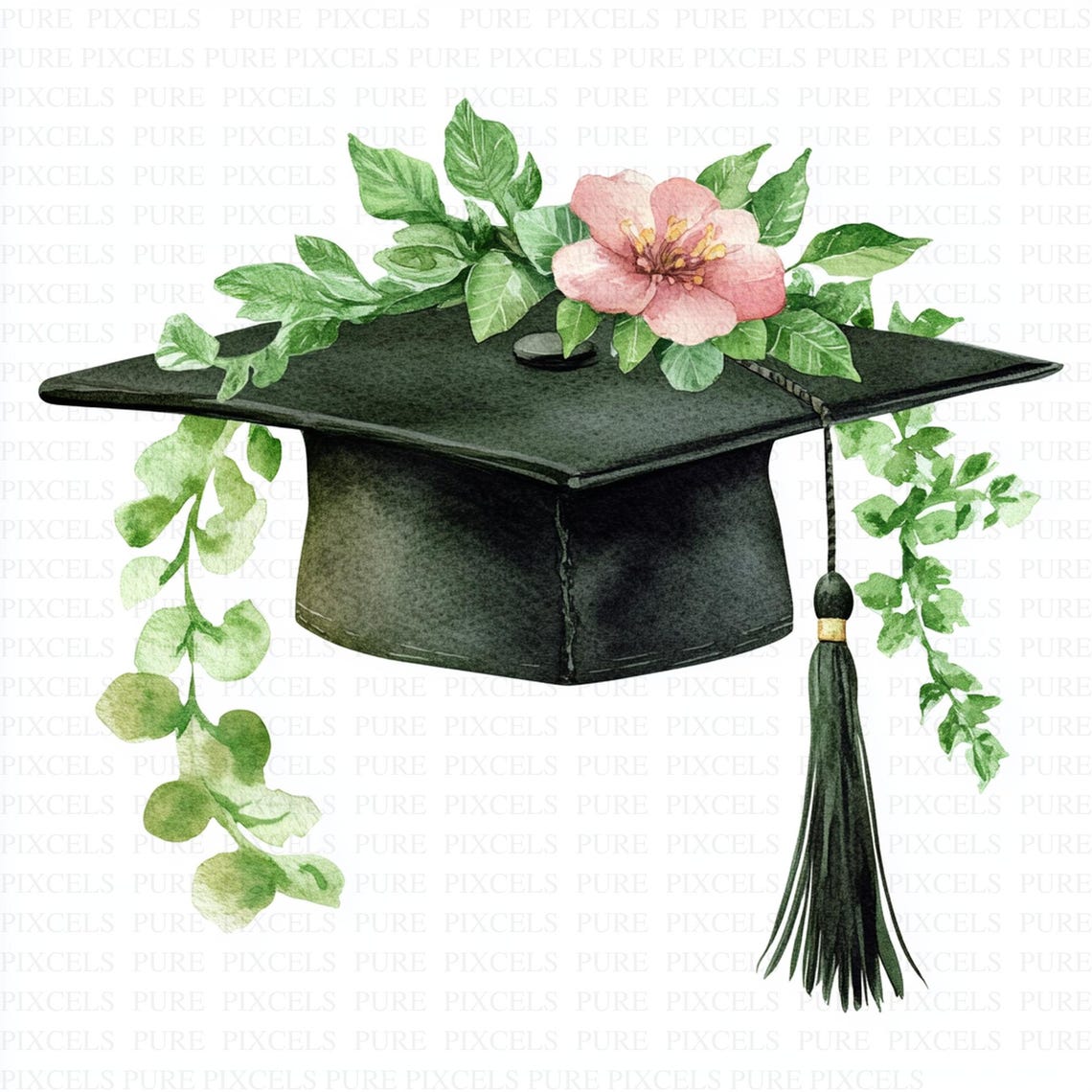 Watercolor Graduation Cap Clipart | 5 High Quality Jpgs | Digital ...