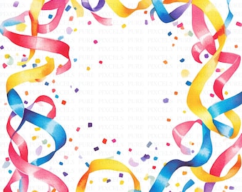 Watercolor Confetti Frame Clipart | 5 High Quality JPGs | Digital Download | Colorful Border Images | Junk Journal | Printable Clipart