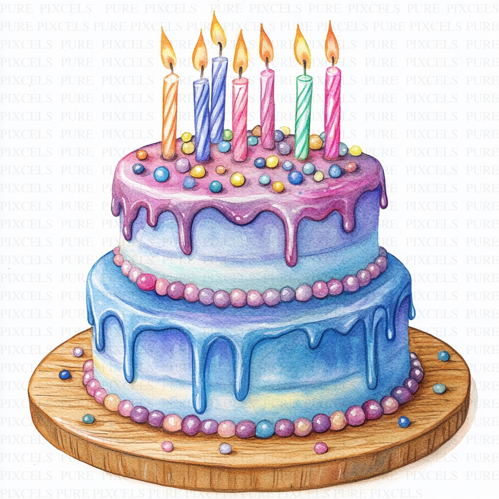 Watercolor Birthday Cake Clipart | 5 Jpeg's | Digital Download | Tasty ...
