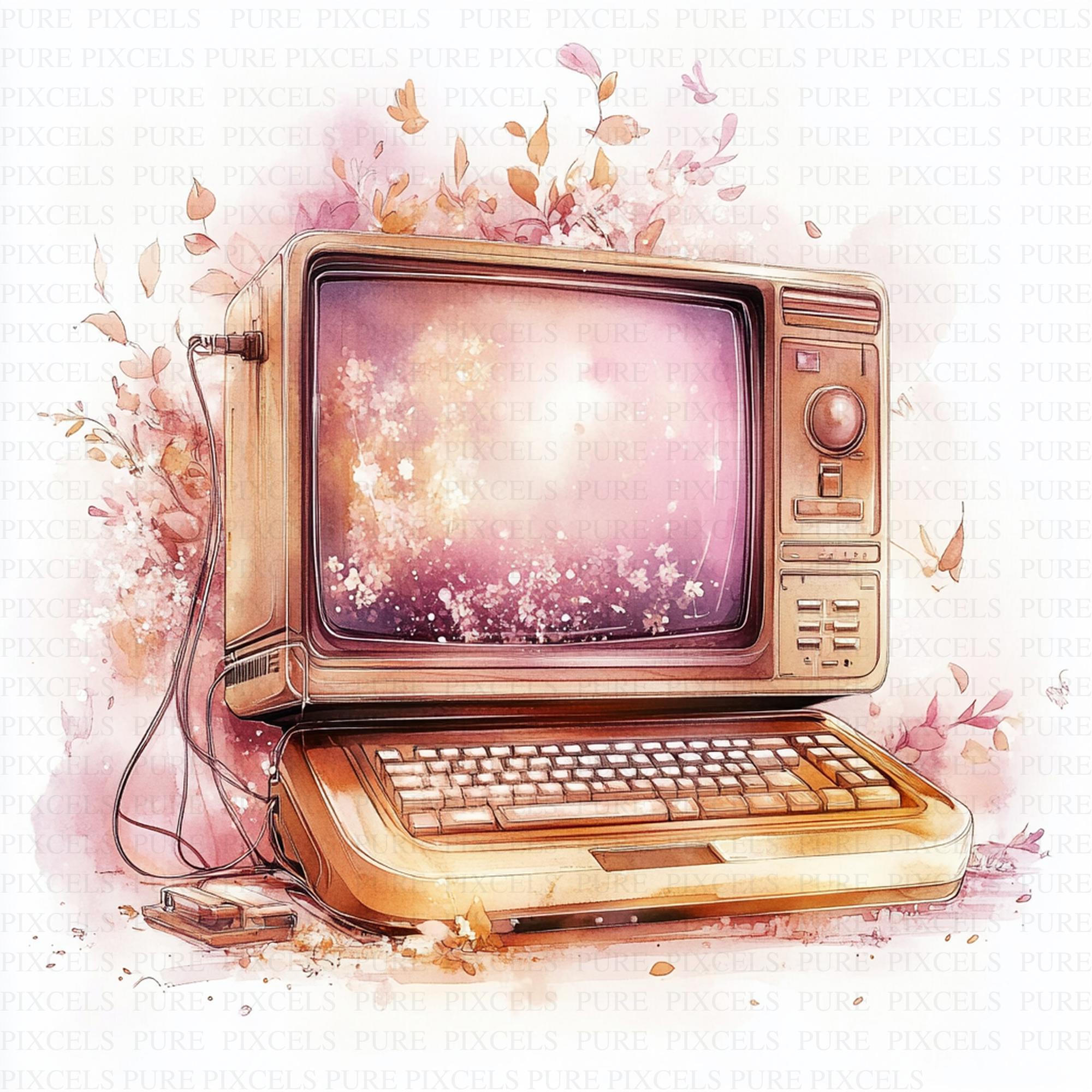 Watercolour Computer Watercolor Pink Luxury Computer Clipart | 10 High Quality Jpg's ...