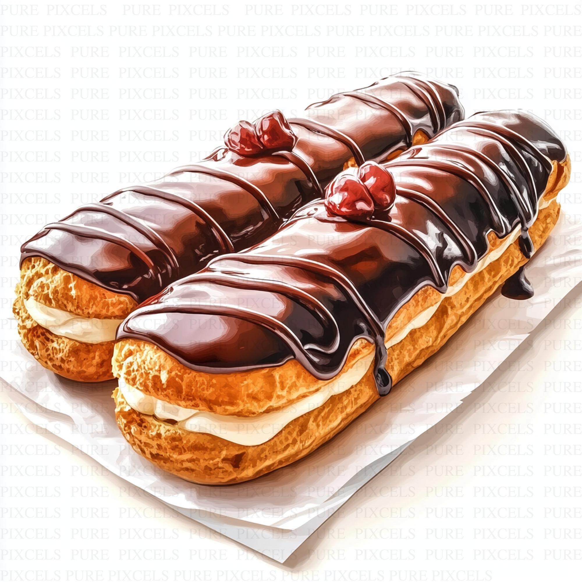 Watercolor Tasty Eclair Clipart | 10 High Quality Jpg's | Digital ...