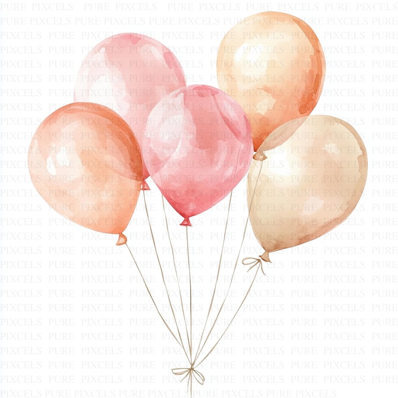 Watercolor Birthday Balloons Clipart | 5 High Quality Jpgs | Digital ...
