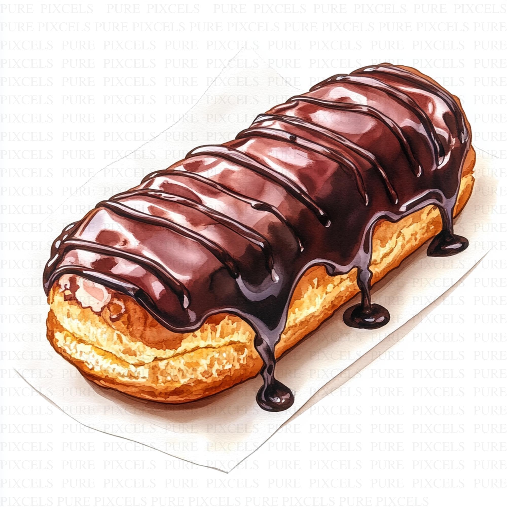 Watercolor Tasty Eclair Clipart | 10 High Quality Jpg's | Digital ...