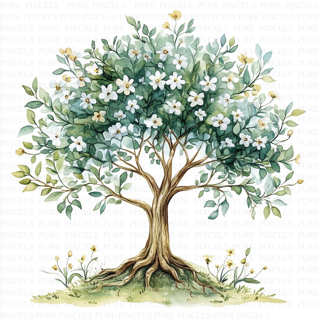 Watercolor Tree of Life Clipart | Oak Family Tree Illustration | 10 ...