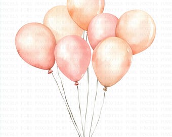 Clipart verjaardagsballonnen aquarel | 5 JPG's van hoge kwaliteit | Digitale download | Ballon JPG | Feestafbeeldingen | Decoratie voor verjaardag en babyshower
