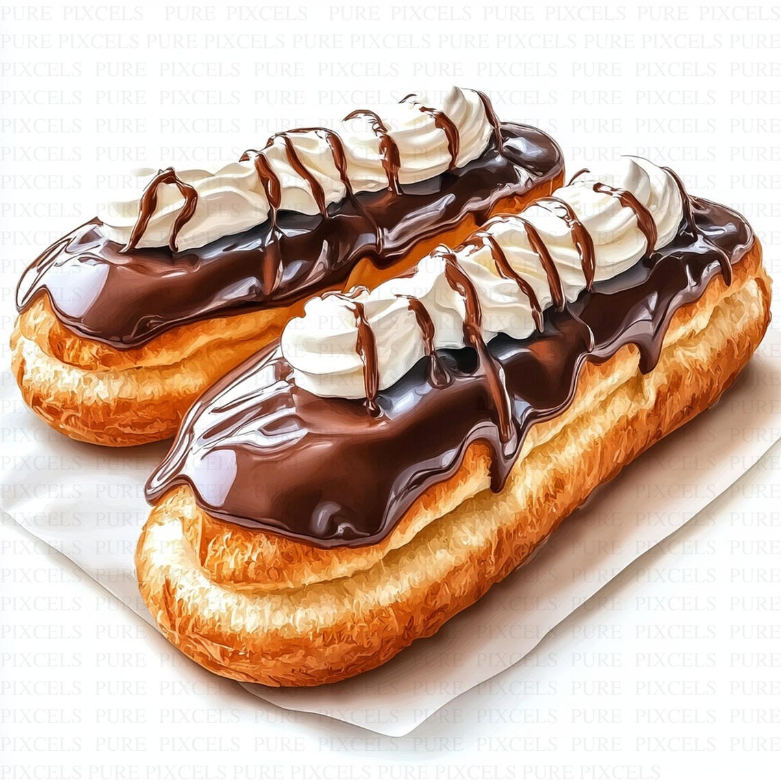 Watercolor Tasty Eclair Clipart | 10 High Quality Jpg's | Digital ...