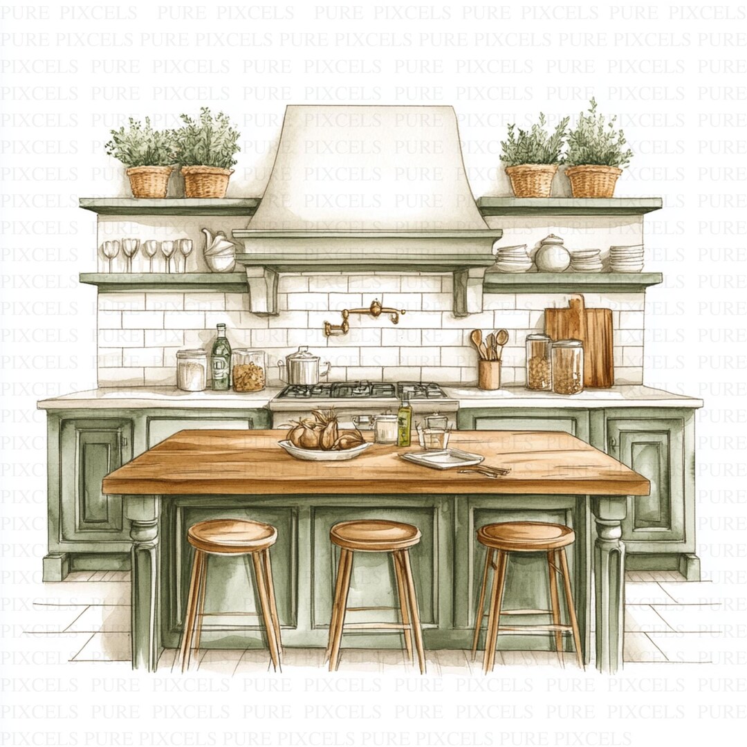 Watercolor Kitchen Clipart | 10 High Quality Jpg's | Digital Download ...