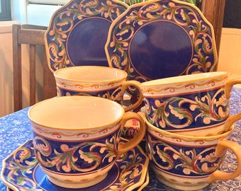 Villa Della Luna Pfaltzgraff Soup Mugs and Salad Plates Set for Four