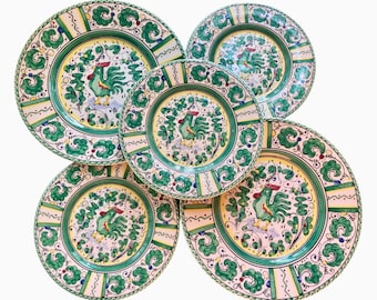 Sur La Table Green Rooster Plate Set: Portugal Dinner & Salad Plates