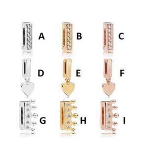 Charm de malla de oro rosa Reflection, Charms de corona de amor, Charm Reflexions, plata de ley, compatible con pulseras Pandora.