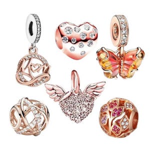 S925 Rose Gold Plated Over 925 Silver Charms fit Designer 3mm Snake Chain Bracelet Fit Pandora Bracelet Sterling Silver Charm Women Necklace