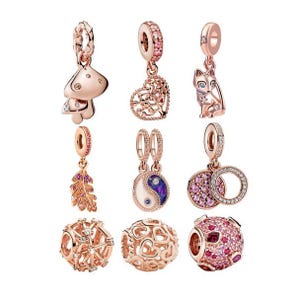 S925 Rose Gold Plated Over 925 Silver Charms fit Designer 3mm Snake Chain Bracelet Fit Pandora Bracelet Sterling Silver Charm Women Necklace
