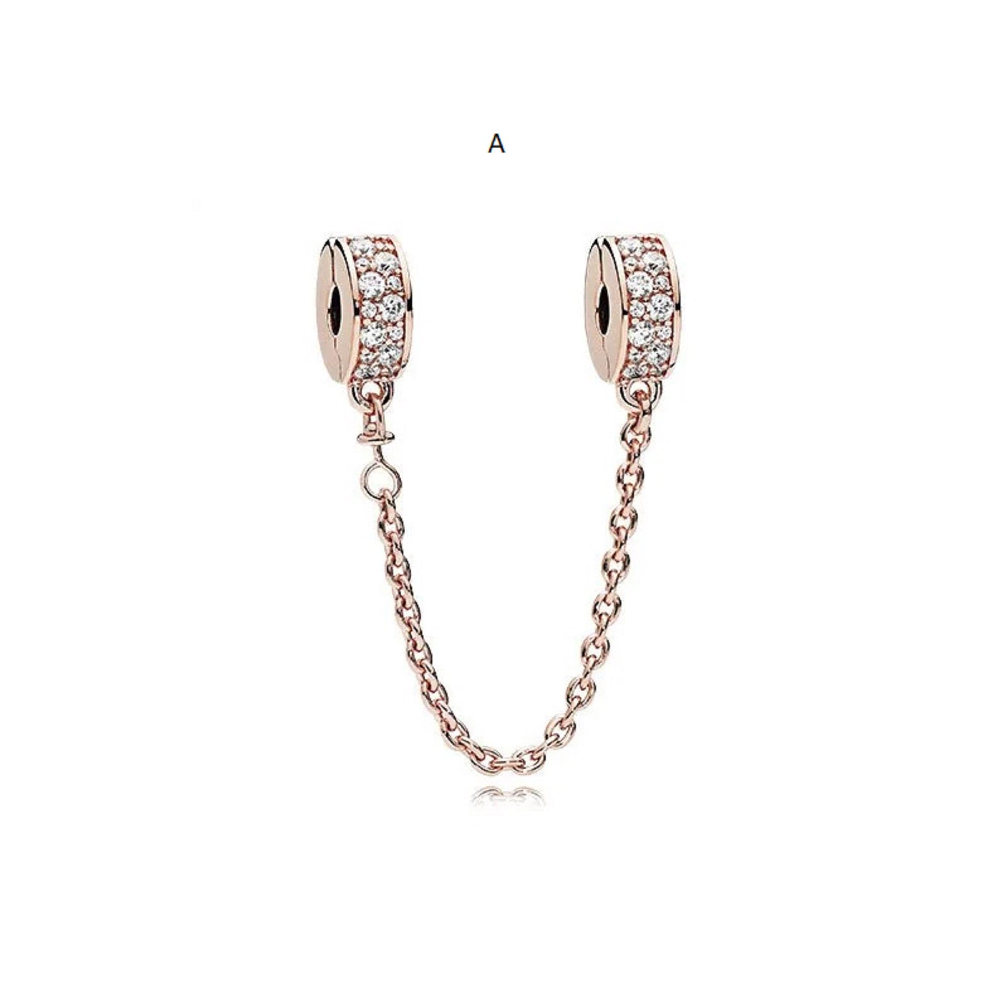 Heart Safety Chain Charms - 925 Sterling Silver Love Beads For Bracelets & Necklaces - View #8