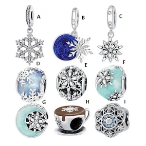 Dijes de invierno de plata de ley S925: compatibles con colgantes Pandora.