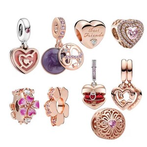 Rose Gold Plated Sterling Silver Charm: Fits Pandora Compatible Bracelet Charms