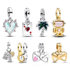 Dijes de plata SK, dijes de reflexión, dijes de amistad triples colgantes, compatibles con pulseras Pandora originales de 3 mm, joyería para mujer, regalo