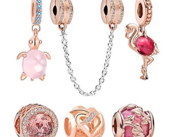 PANDORA ローズゴールド チャームブレスレット クリアカラー ブレスレット: 14k ローズゴールドプレーティング