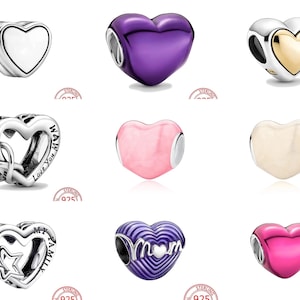 Charm de corazón multicolor en plata de ley: compatible con pulseras Pandora.