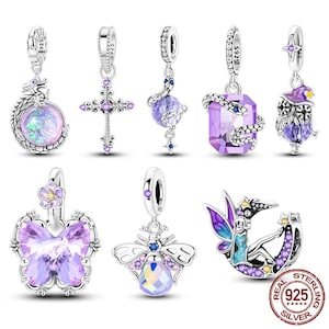 Sterling Silver Purple Mystic Charm: Fit Pandora Compatible Dangle Bead Charms