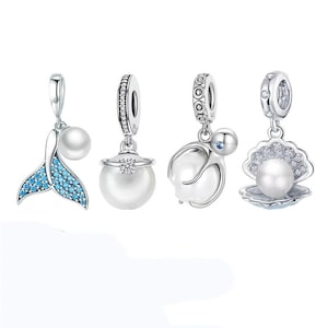 Charm de vida marina en plata de ley: compatible con pulseras Pandora