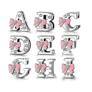 Charms de malla con reflejos, dijes iniciales de plata de ley compatibles con pulseras Pandora Reflexions.