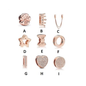Rose Gold Mesh Reflexions Bracelet Charm, Heart Love Clip Charms, Reflections Charm, Sterling Silver fits for Pandora Bracelet Charm Gifts