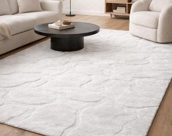 Hand Tufted Wool Rug | Green Abstract Area Rug | Modern Organic Pattern Carpet | Luxury Living Room Designer Rug