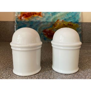 Mid-Century Modern White Porcelain Salt and Pepper Shakers