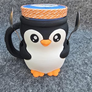 Pebbles Penguin Ice Cream Pint Holder - 3D Printed Cozy Sleeve