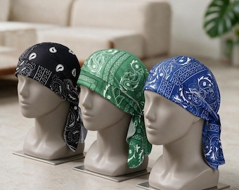 Paisley Bandana Skull Cap: Streetwear Head Wrap for Cycling, Motorcycle, Hip Hop Style