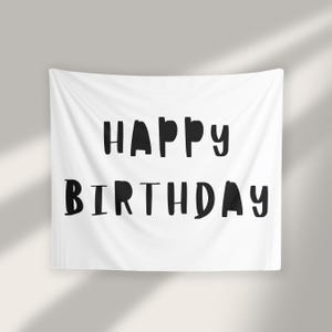 Birthday Banner, Custom Fabric Birthday Sign, Boho Party Wall Tapestry, Happy Birthday Backdrop for Kids