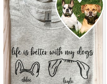 Custom dog or cat ears shirt *made from photo of your pet*