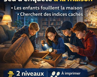 Enquête pour un anniversaire enfant à imprimer | Chasse au trésor immersive et ludique, jeu d’énigmes PDF facile à organiser
