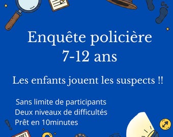 Enquête pour un anniversaire enfant à imprimer | Chasse au trésor immersive et ludique, jeu d’énigmes PDF facile à organiser