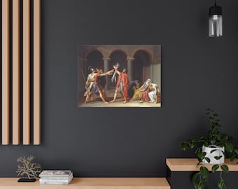 Oath of the Horatii - Jacques-Louis David (1784) - Classical Painting, Canvas Wall Art, Roman History Decor
