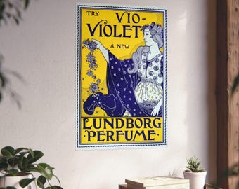 Vio-Violet Lundborg Perfume Art Nouveau Poster, Louis Rhead Vintage Ad Print