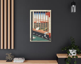 Stampa su tela Utagawa Hiroshige Asakusa Ricefields – Arte da parete giapponese Ukiyo-e