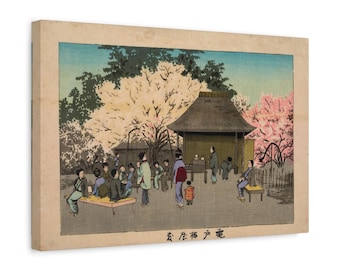 Kiyochika Pflaumengarten Leinwanddruck - Japanische Ukiyo-e Wandkunst