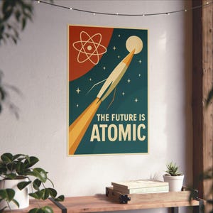 Retro Atomic Age Poster – Mid-Century Modern Rocket Art Print