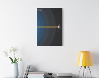 Sonda Voyager 2 - Arte abstracto sobre lienzo - Impresión moderna de mediados de siglo, decoración minimalista de exploración espacial