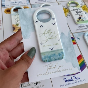 Custom Beach Bottle Opener: Watercolor Wedding Favor