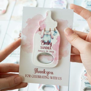 Baby Clothes Line Bottle Opener: Pink Cloud Shower Favor