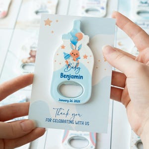 Baby Shower Bottle Opener Magnet Favor – Personalized Baby Gift with Card – 3 Types Available
